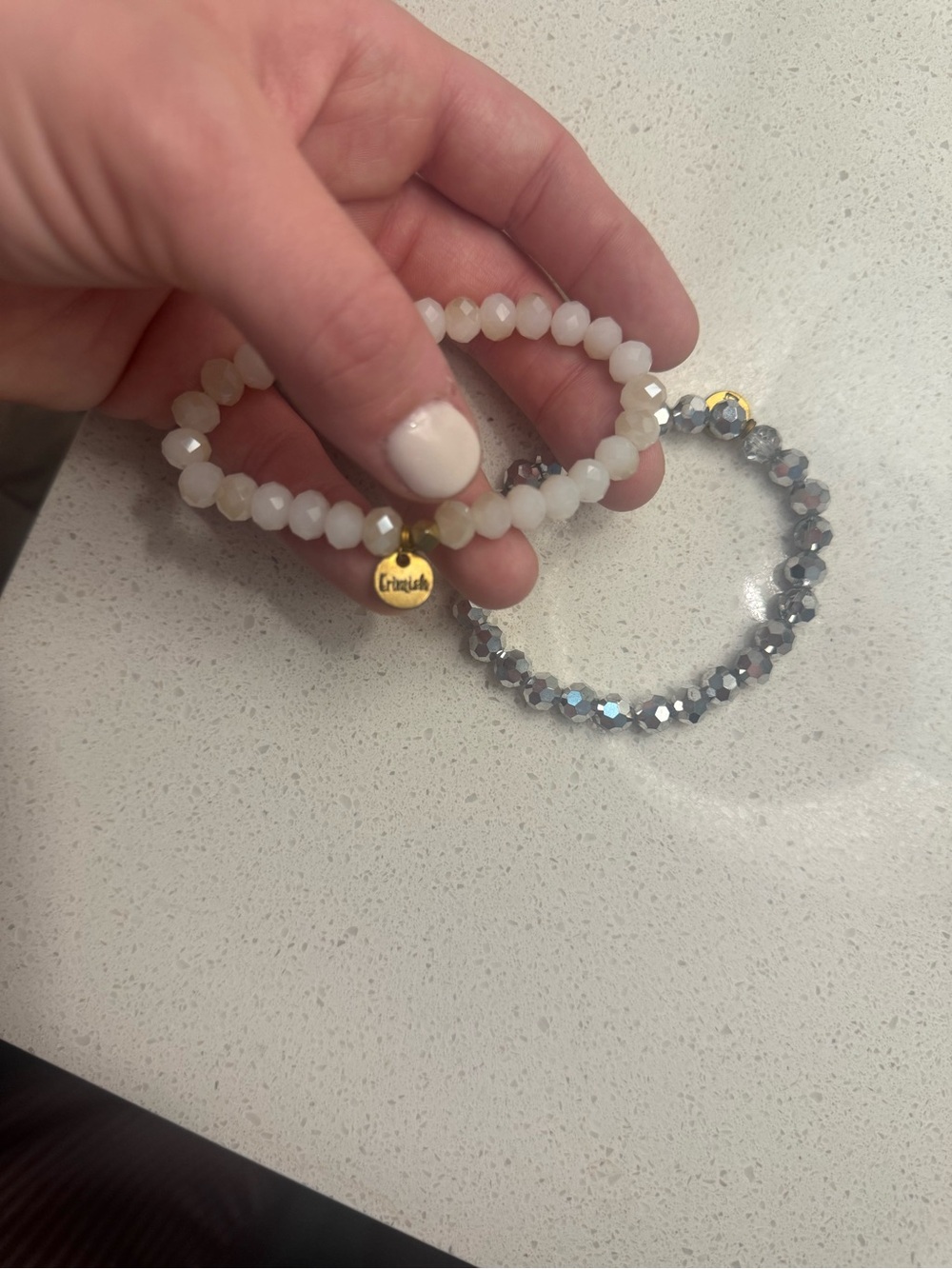 Gorjana White and Iridescent Faceted Bead Bracelet Set